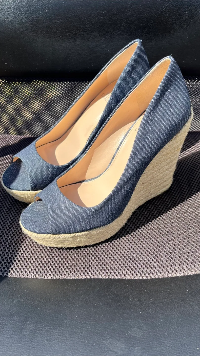 Vince Camuto Blue/Beige Espadrilles - worn once - EUC image indicator(2)