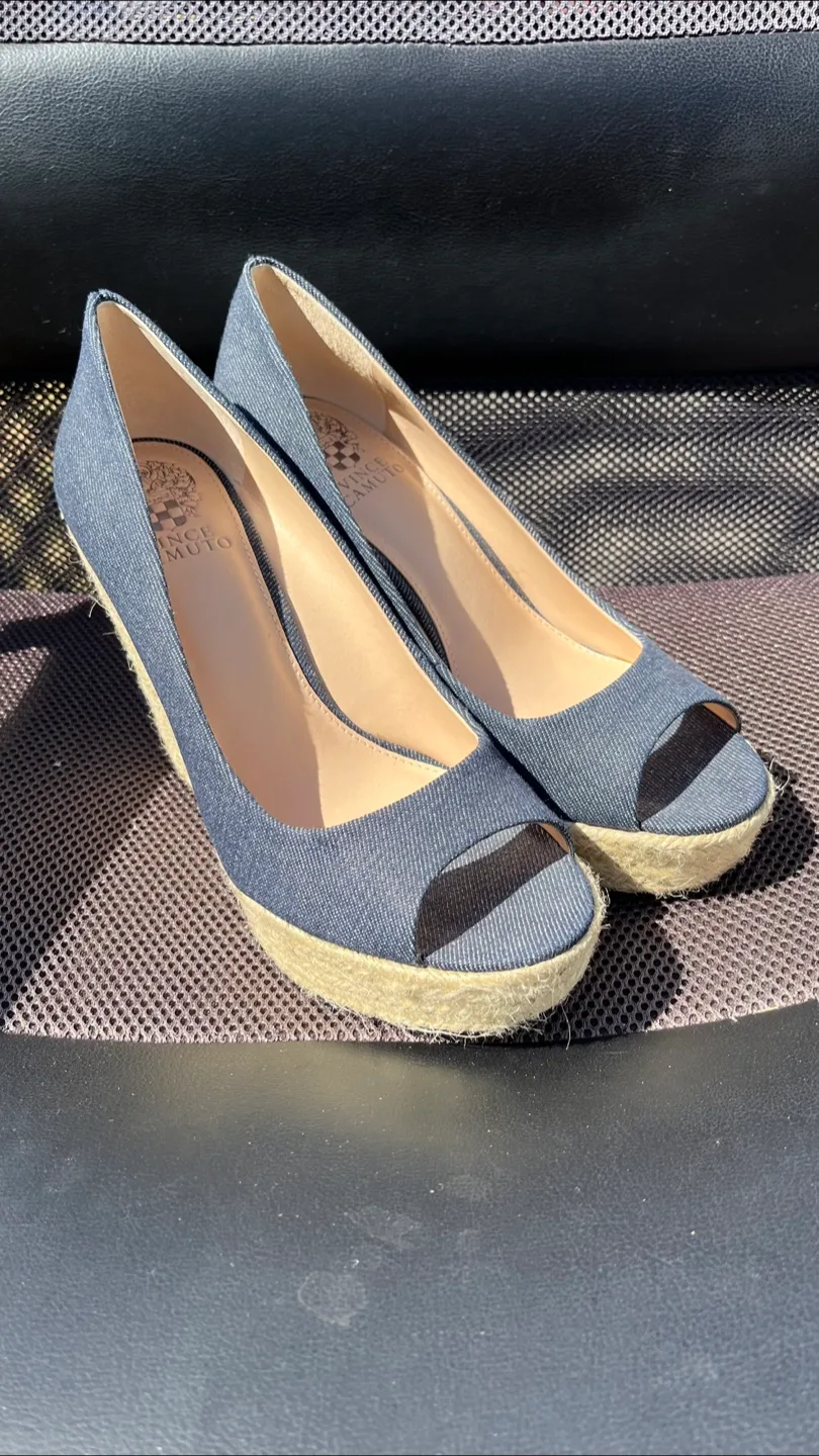 Vince Camuto Blue/Beige Espadrilles - worn once - EUC thumbnail