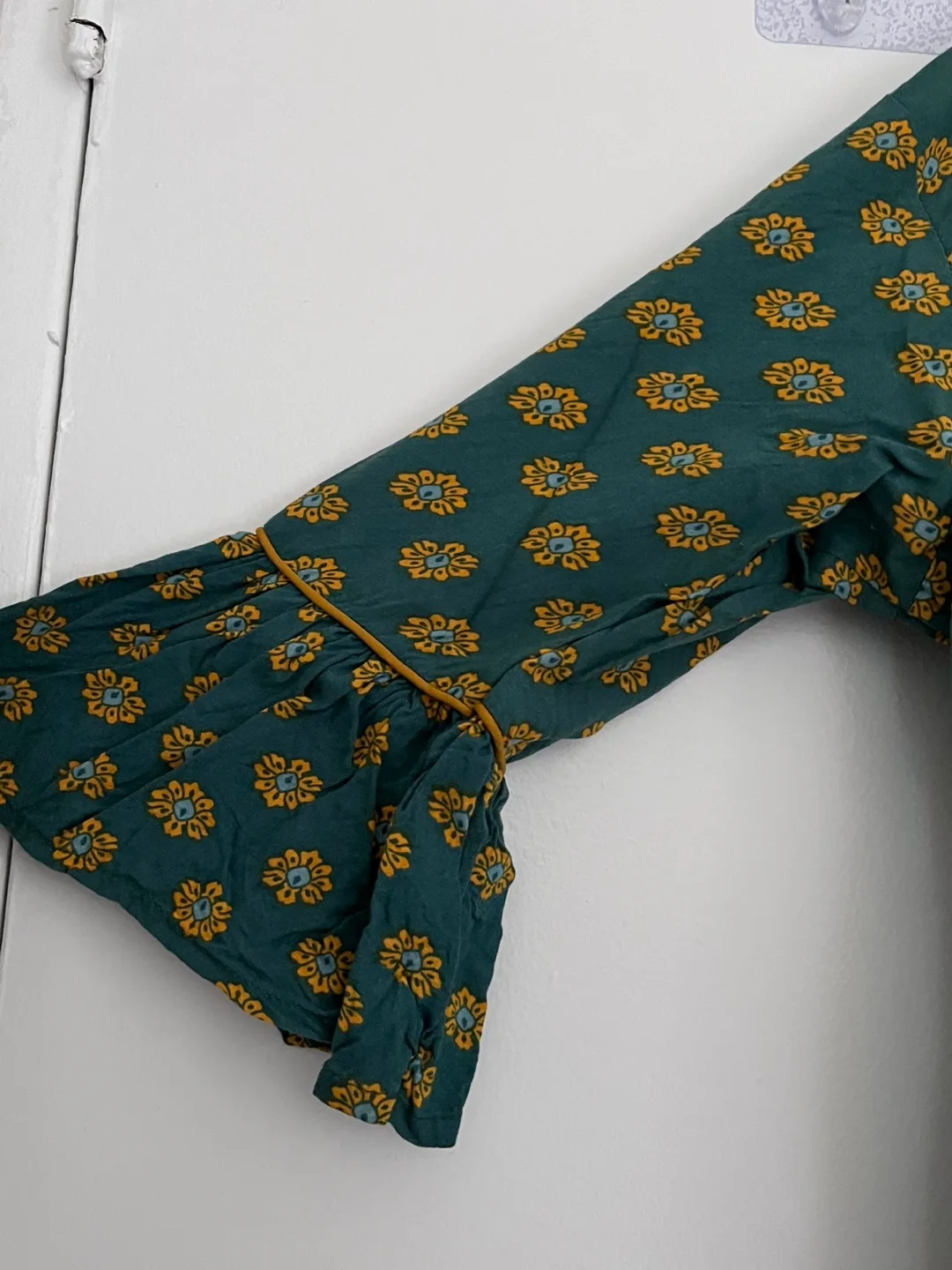 cotton green mustard yellow floral top image indicator(2)