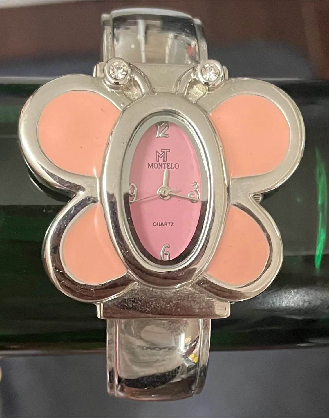 Montelo Quartz Butterfly Watch - Pink & Silver thumbnail