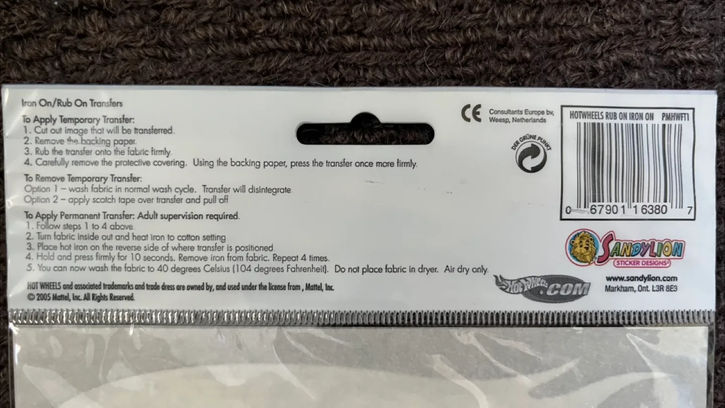 Hot Wheels Iron on / Rub on Transfers image indicator(2)