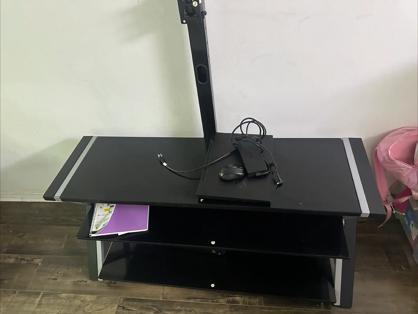 Black Glass TV Stand with Mount thumbnail