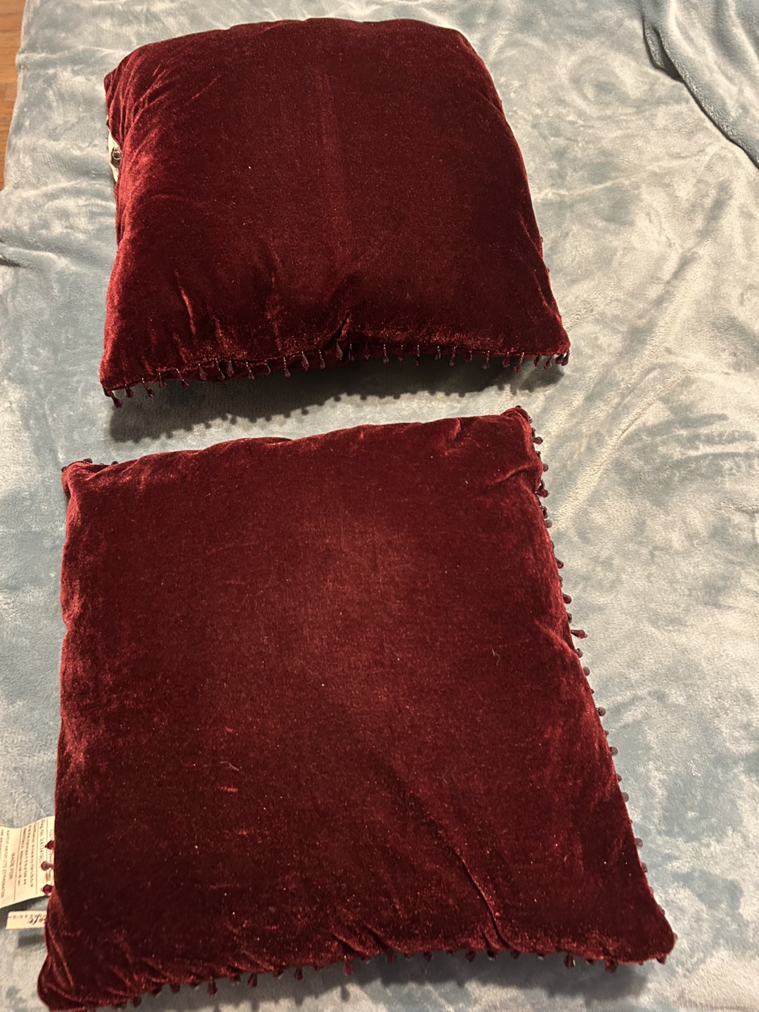 Burgandy Velvet Pillows - Set of 2 - photo 3