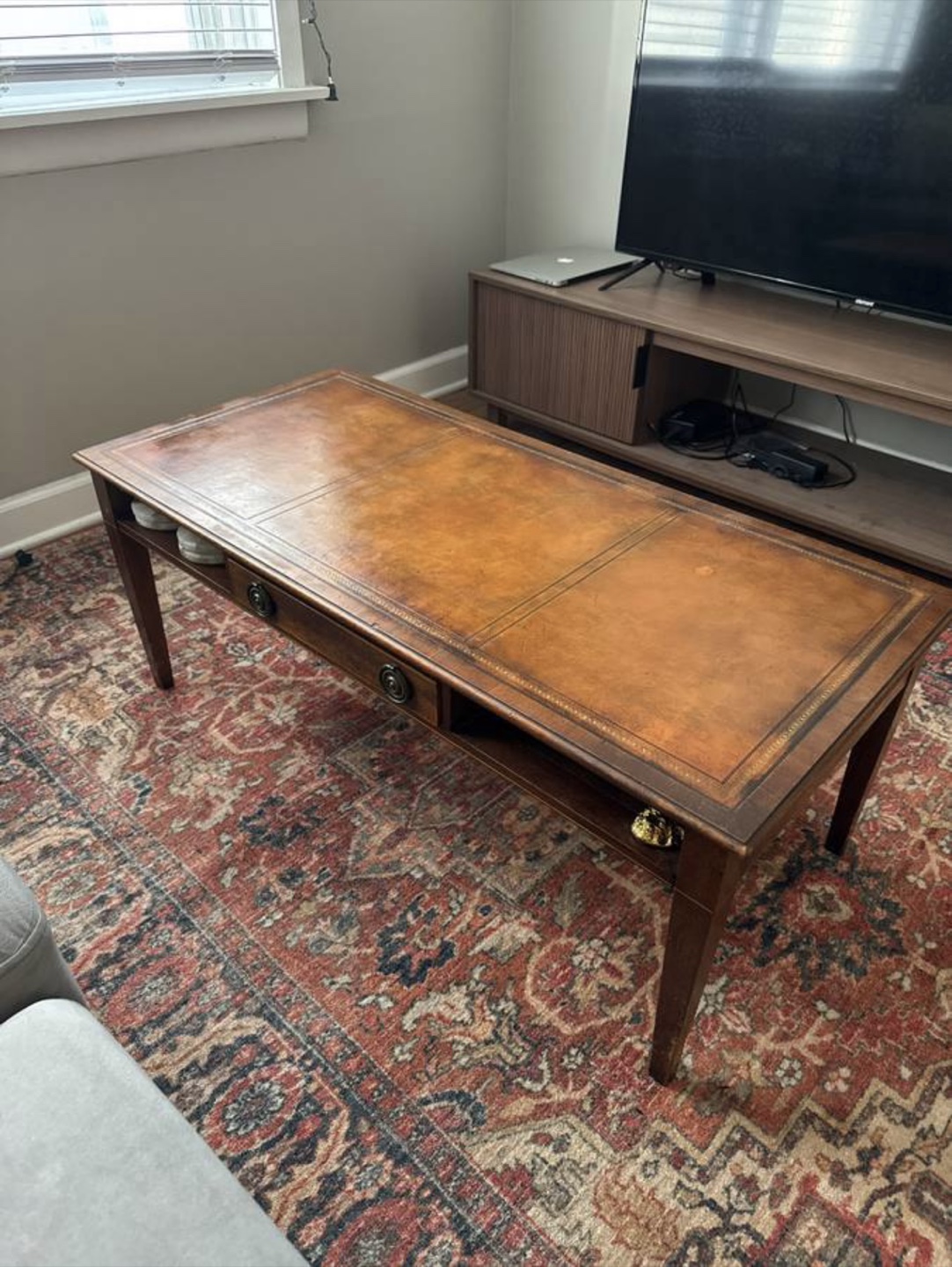 Leather Top Coffee Table
