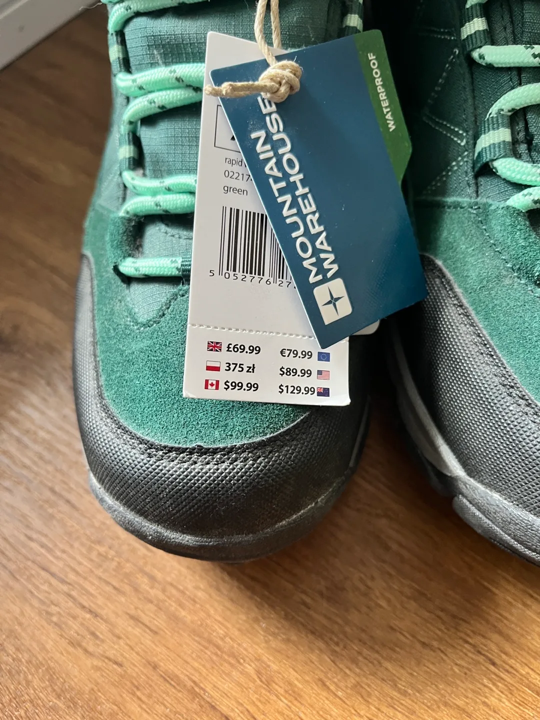 Mountain Warehouse Green Waterproof Hiking Boots US9 with tag thumbnail