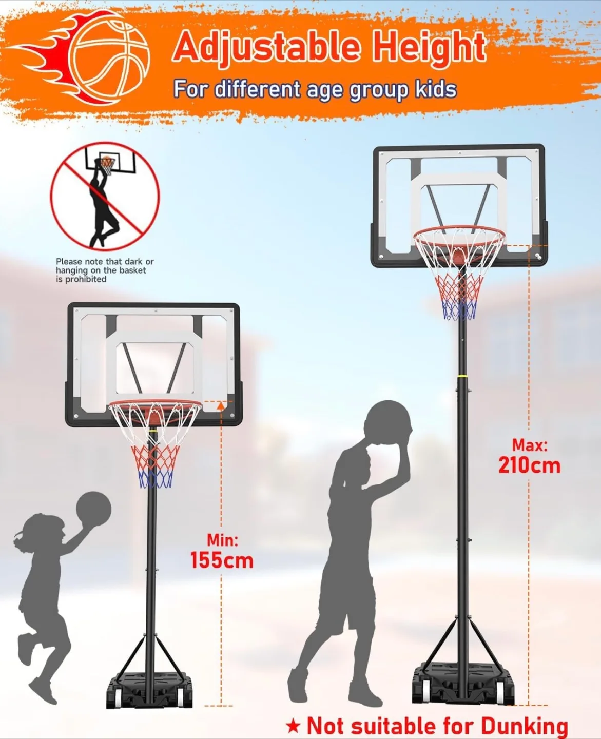 Adjustable Height Portable Basketball Hoop System image indicator(2)