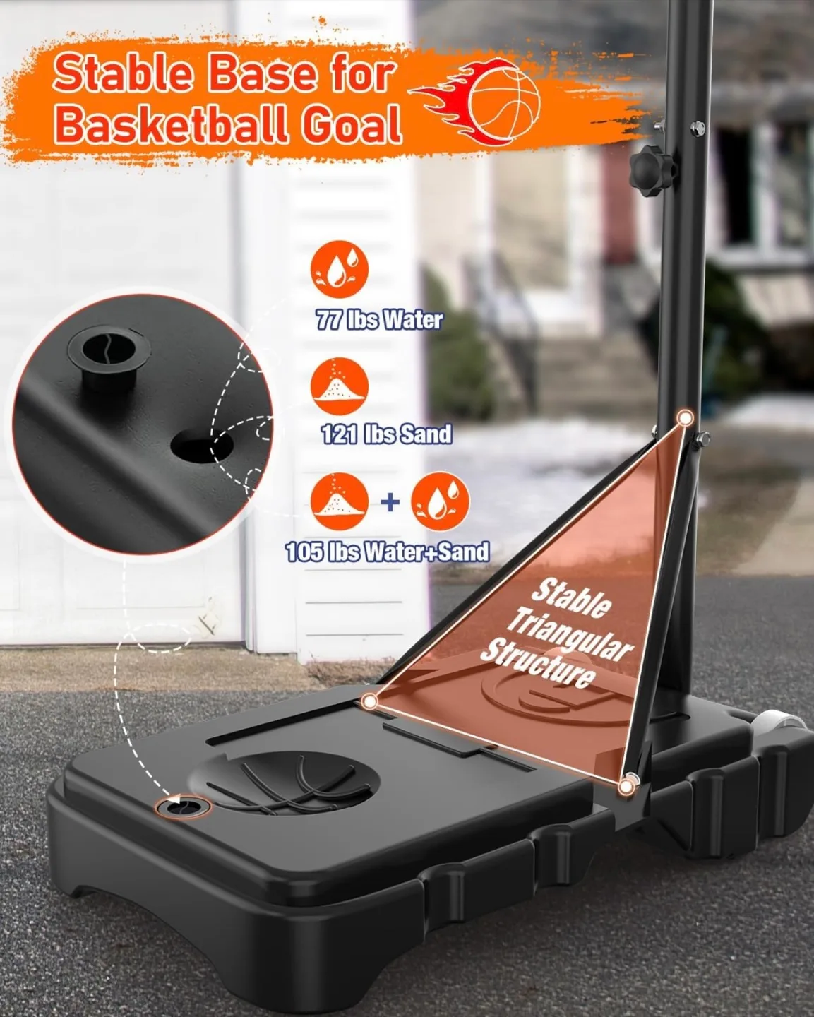 Adjustable Height Portable Basketball Hoop System image indicator(4)