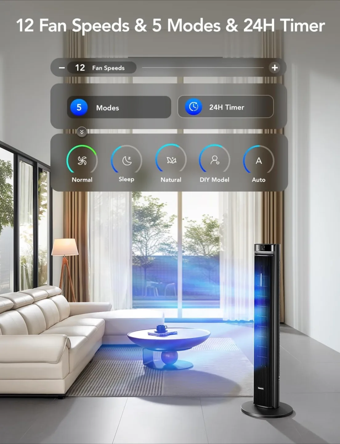 GoveeLife Smart Tower Fan - Black image indicator(7)