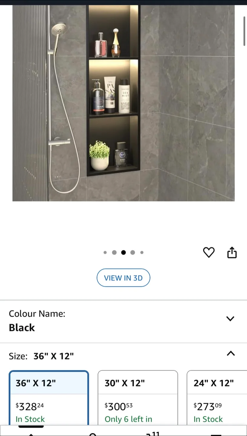Black Shower Niche - 36" x 12" image indicator(5)