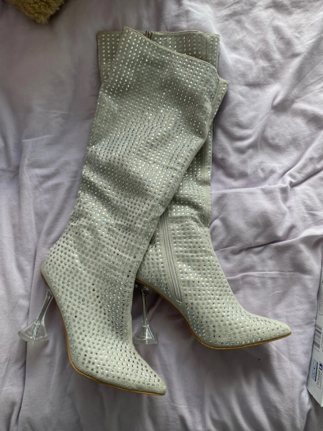 Rhinestone Embellished Knee High Boots thumbnail