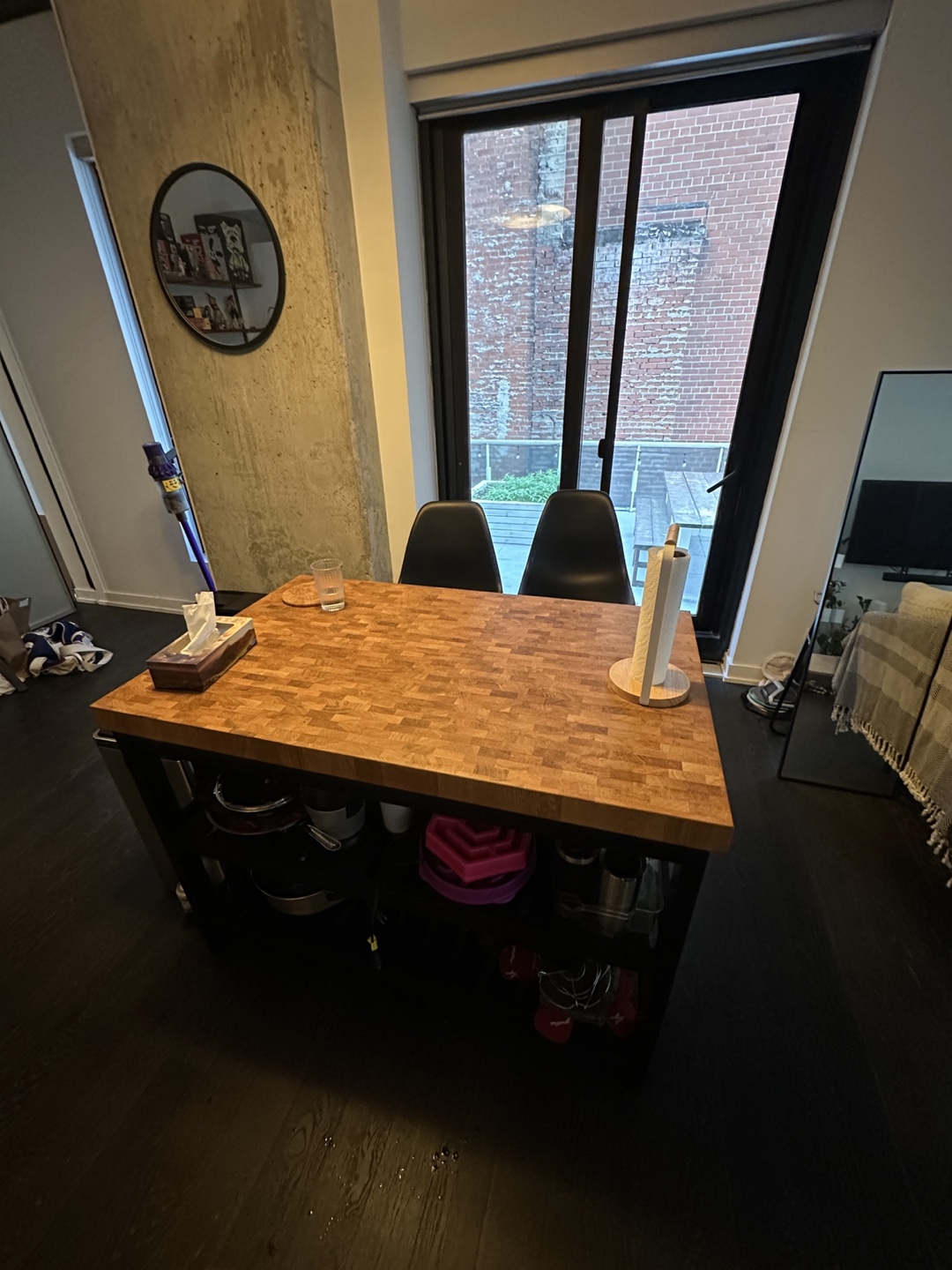 Ikea VADHOLMA Kitchen island, black/oak