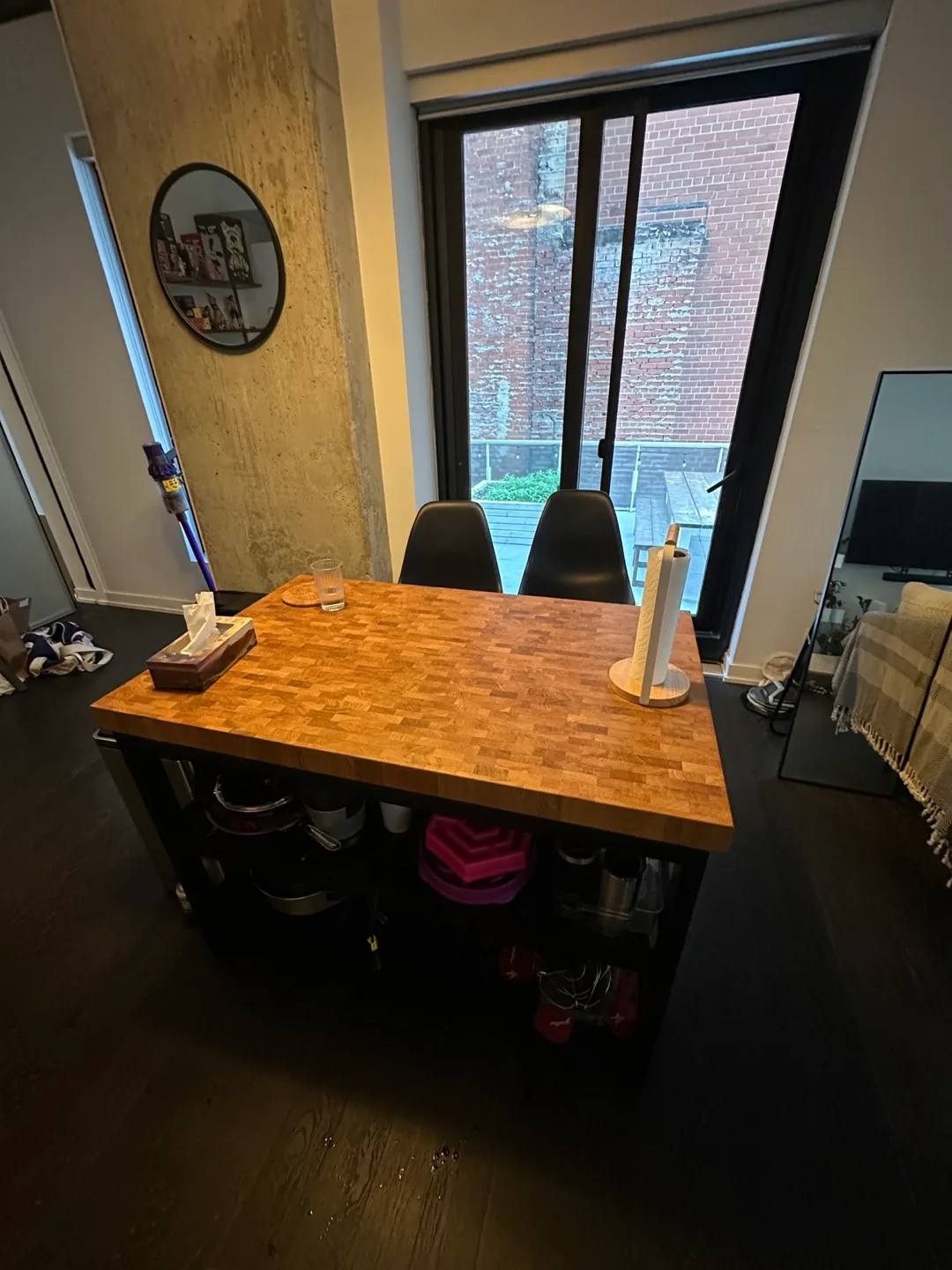 Ikea VADHOLMA Kitchen island, black/oak