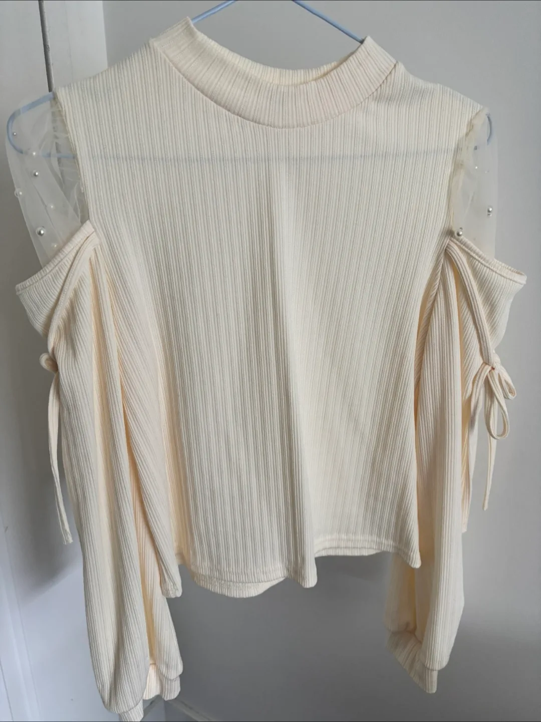 Cream Ribbed Knit Top thumbnail