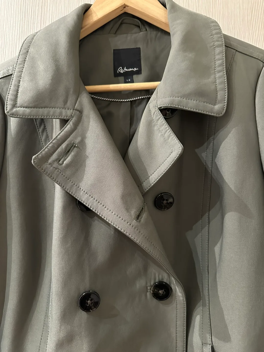 Reitmans Olive Green Trench Coat - Size L image indicator(5)