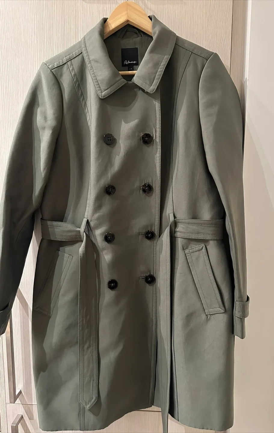 Reitmans Olive Green Trench Coat - Size L thumbnail