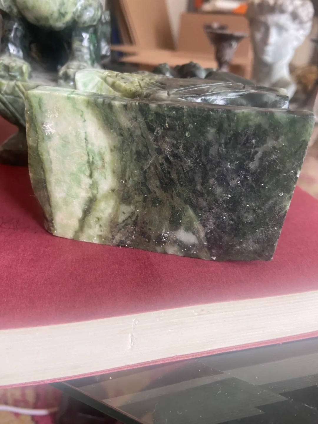 Green jade foo dogs book ends decor antique image indicator(4)