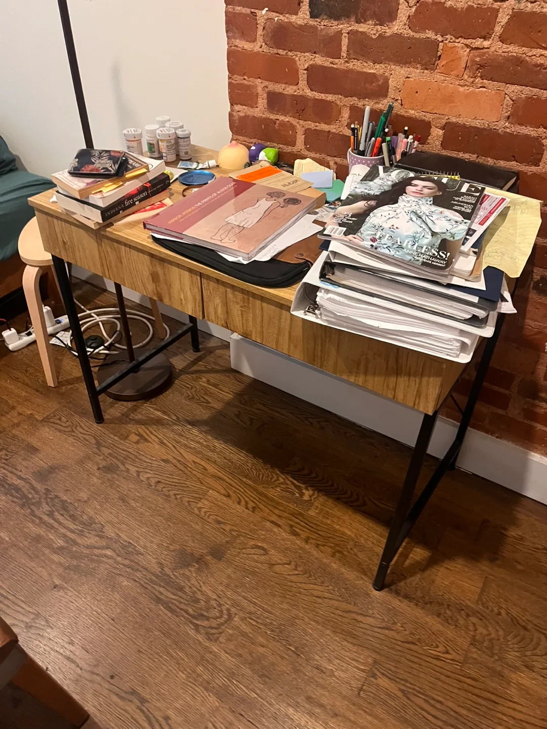 Wooden Desk with Metal Legs thumbnail