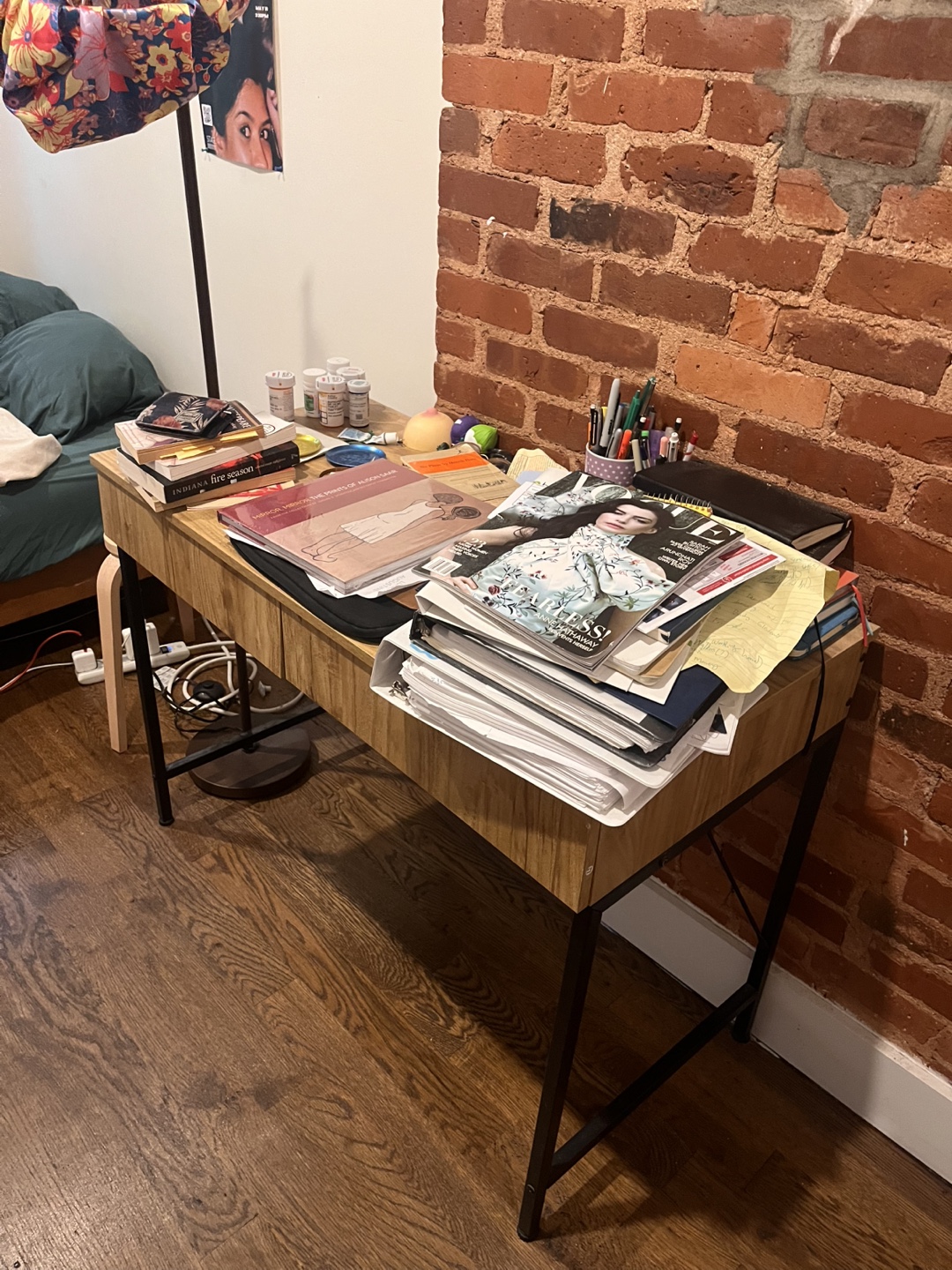 Wooden Desk with Metal Legs - photo 2