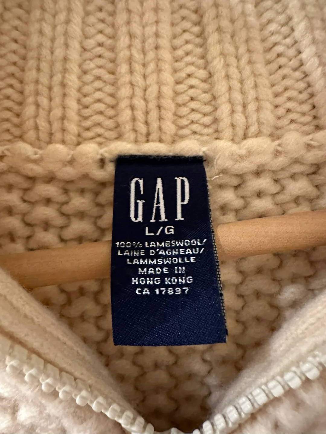 GAP Cream Wool Knit Zip-Up Cardigan - Large image indicator(2)
