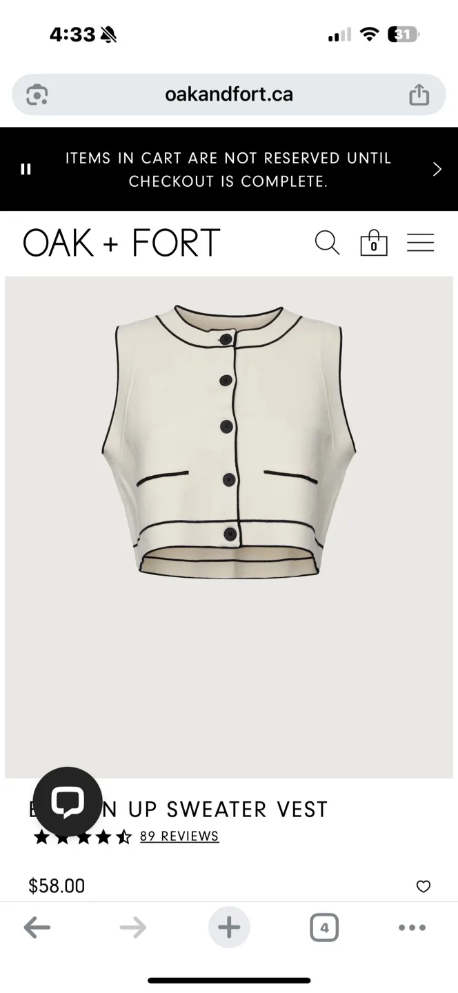 OAK + FORT Button Up Sweater Vest thumbnail