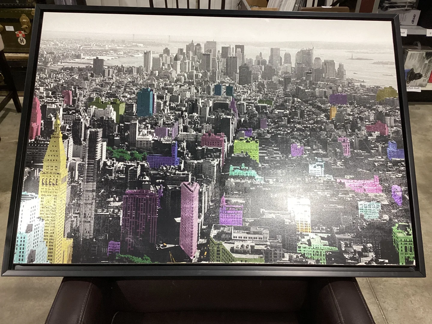 Framed NYC Skyline Art Print - 41" x 29.5" thumbnail