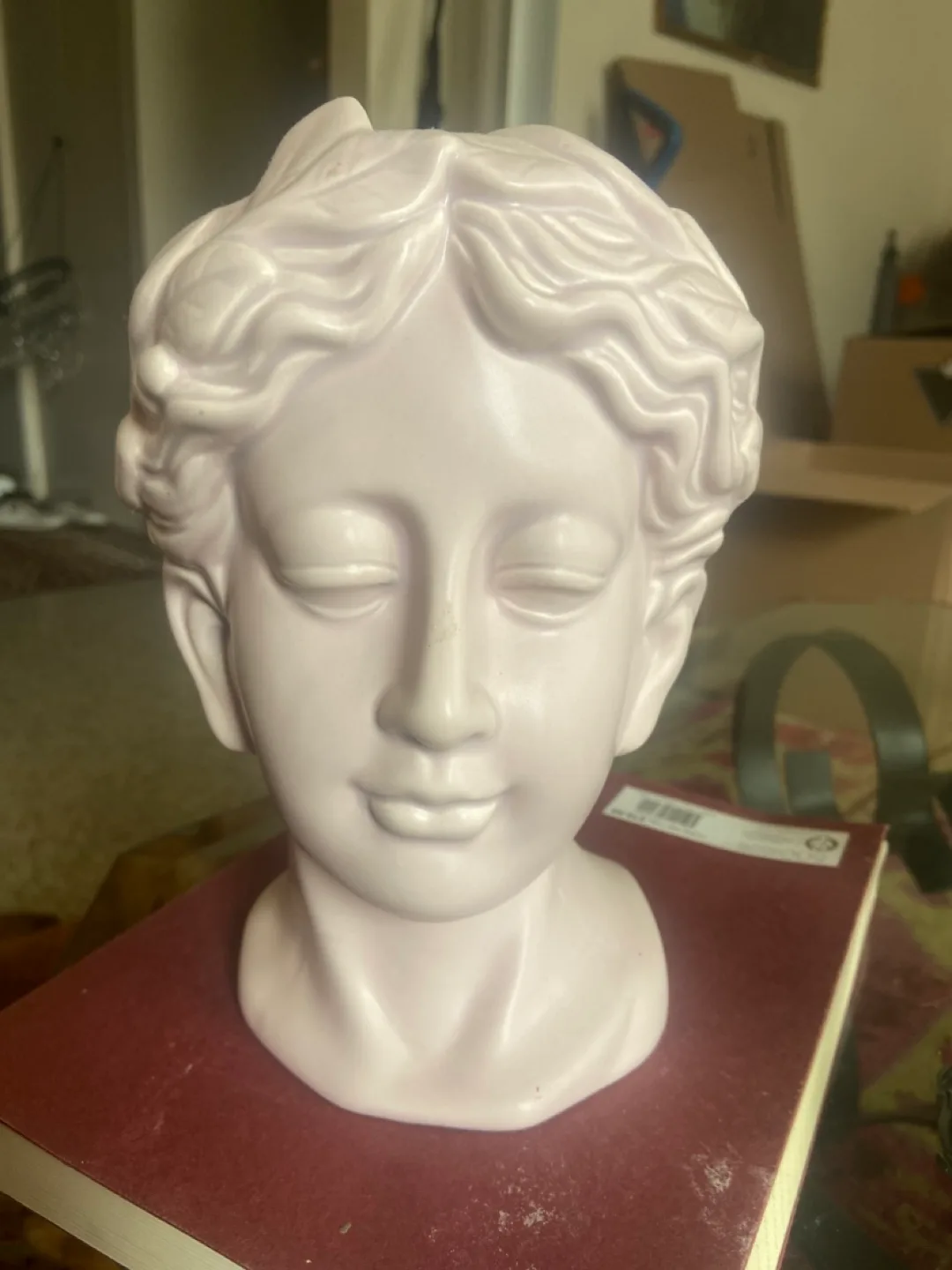 Pink head vase / planter ceramic  lady decor thumbnail