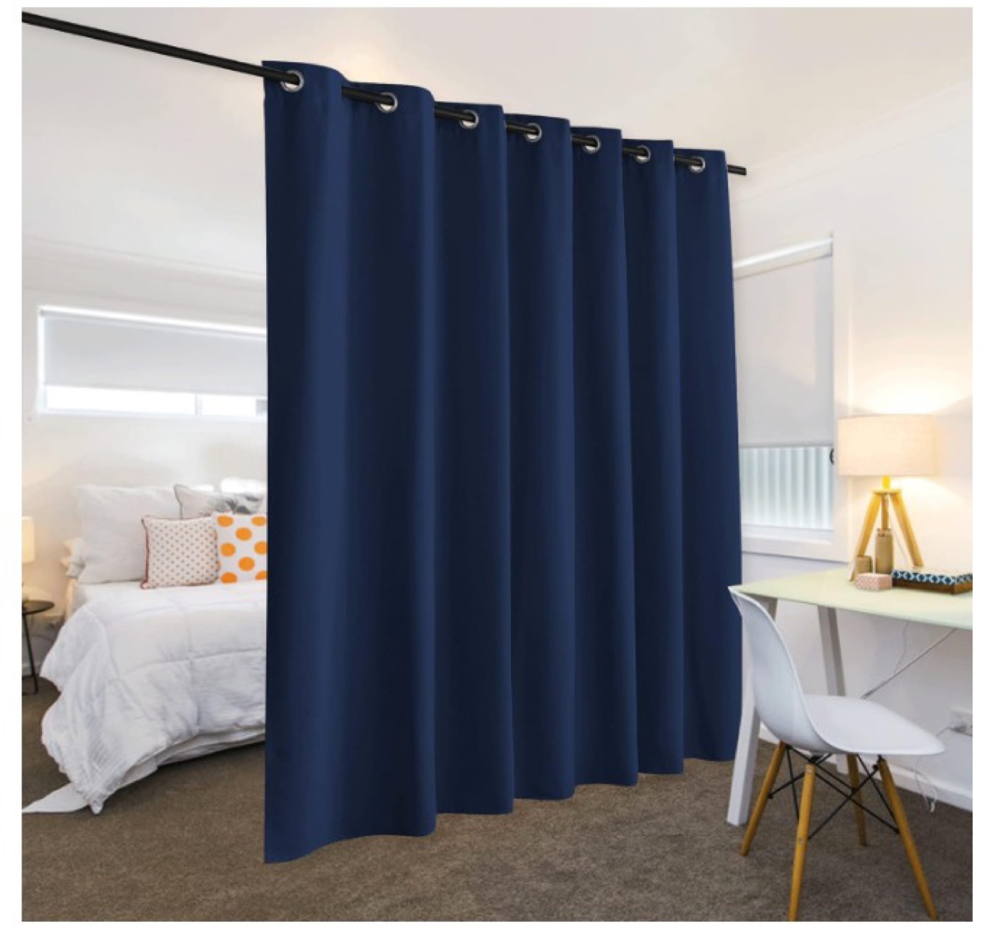 Navy Blue Room Divider Curtain