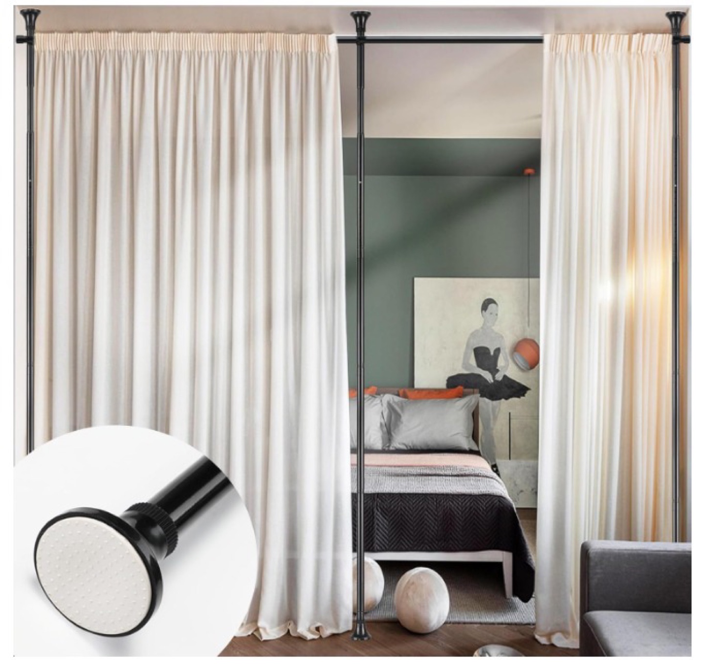 Adjustable Curtain Rod Divider - photo 2