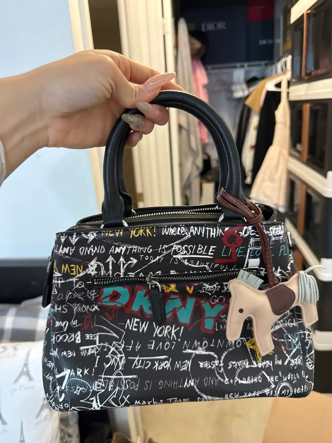 DKNY Graffiti Print Satchel Bag image indicator(2)