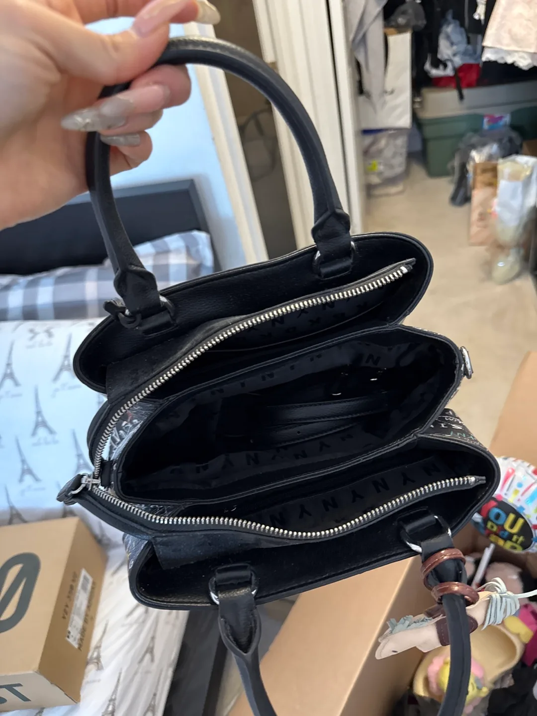 DKNY Graffiti Print Satchel Bag image indicator(3)