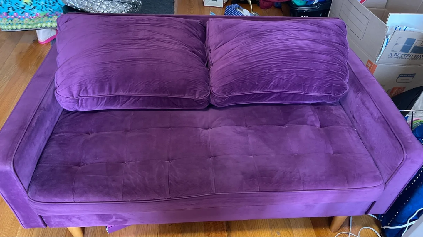 🎉MOVING SALE🎉Purple Velvet Loveseat Sofa thumbnail