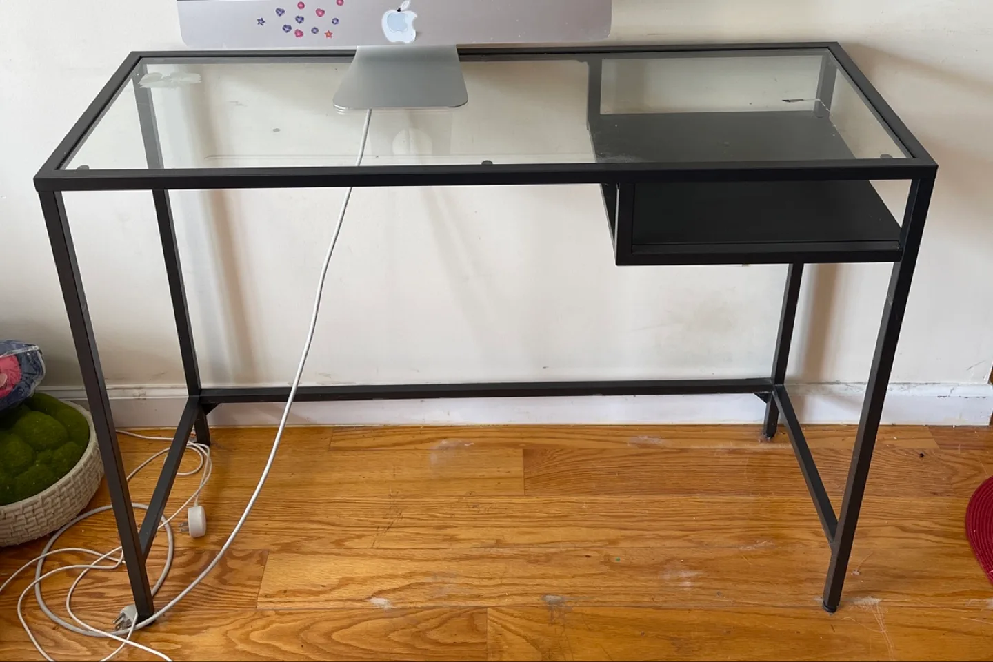 🎉MOVING SALE🎉Black Metal Frame Glass Top Desk thumbnail