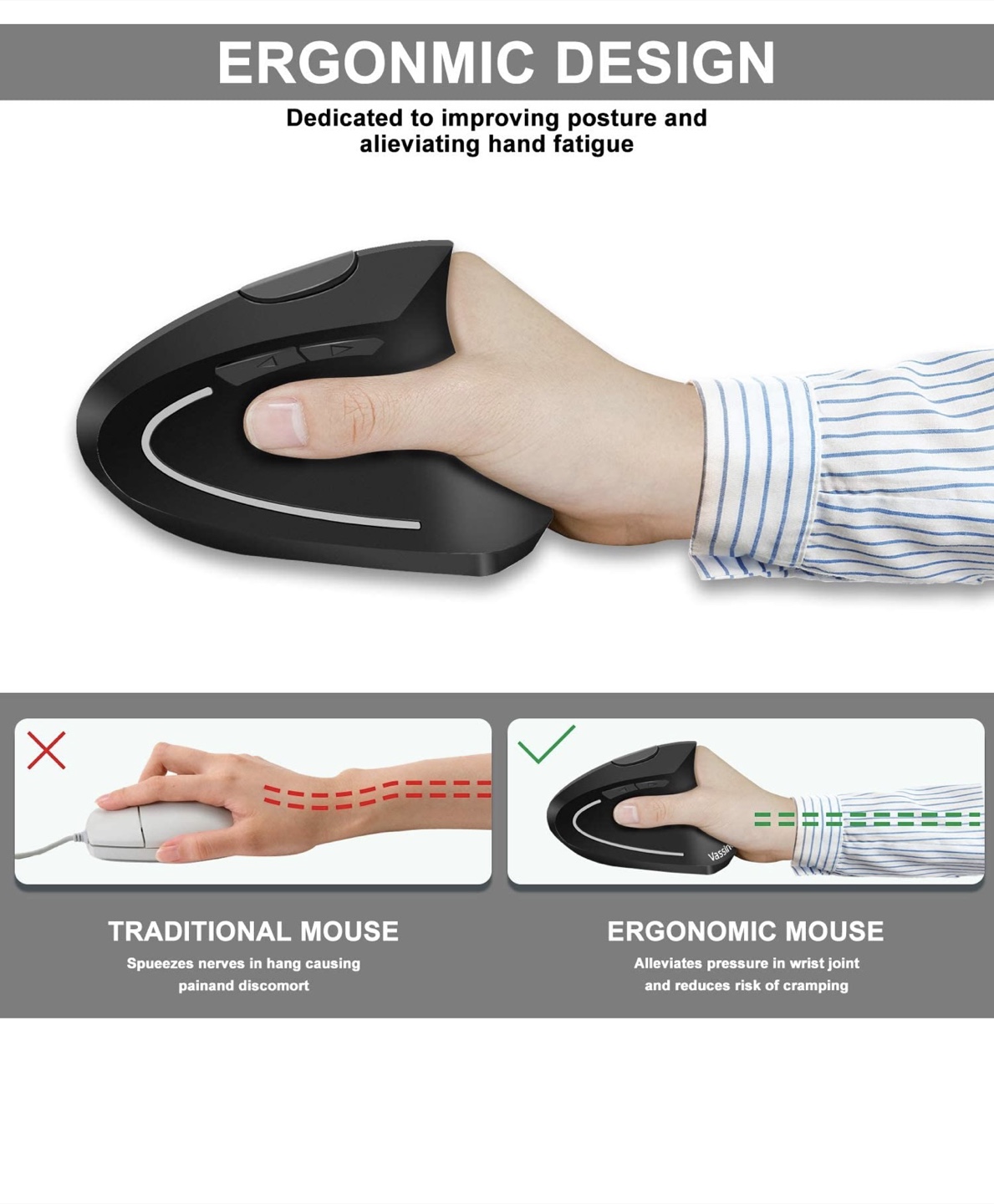 Vertical Wireless Ergonomic Mouse - photo 2