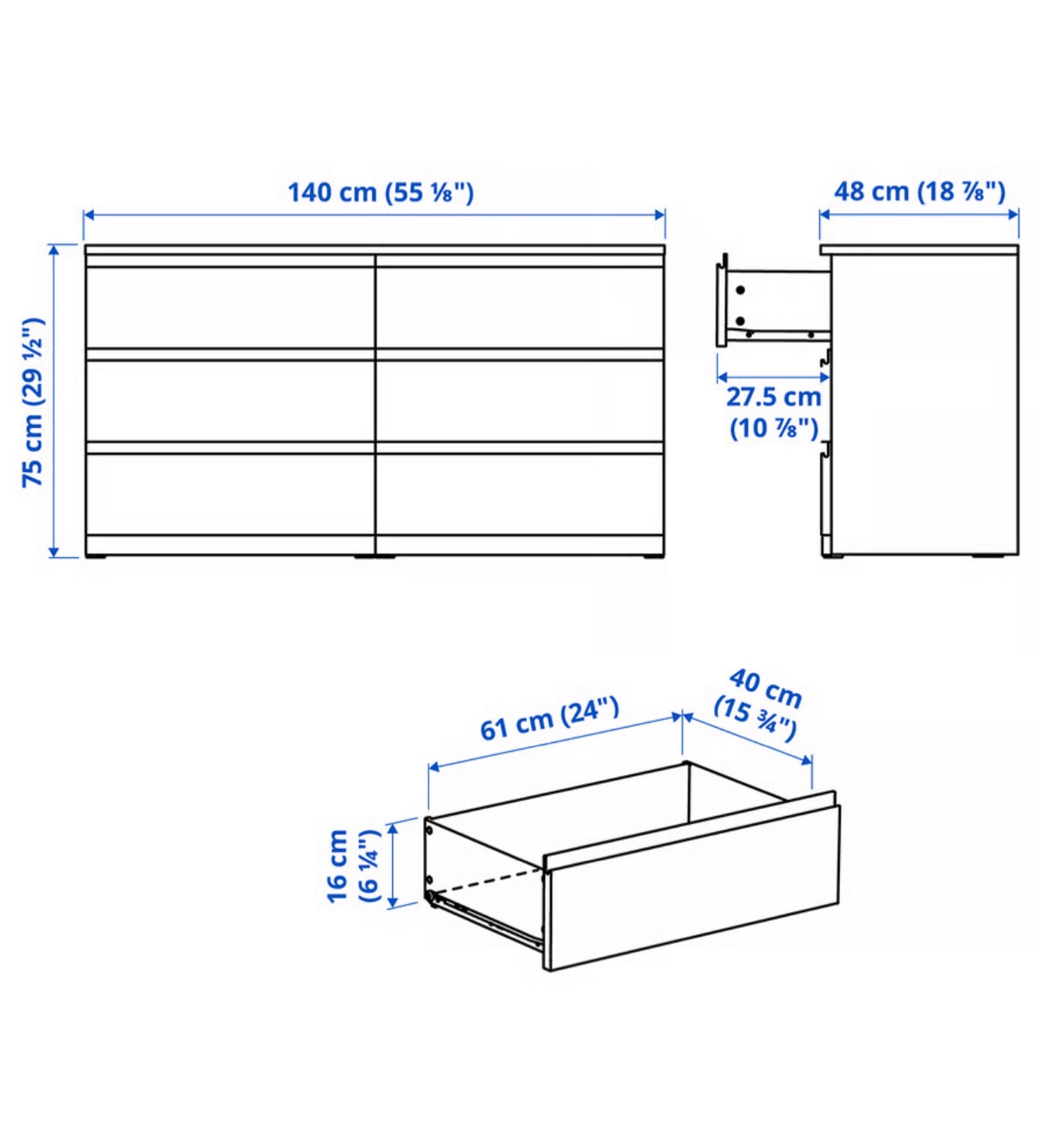 IKEA STORKLINTA Dark Brown 6-Drawer Dresser - photo 5