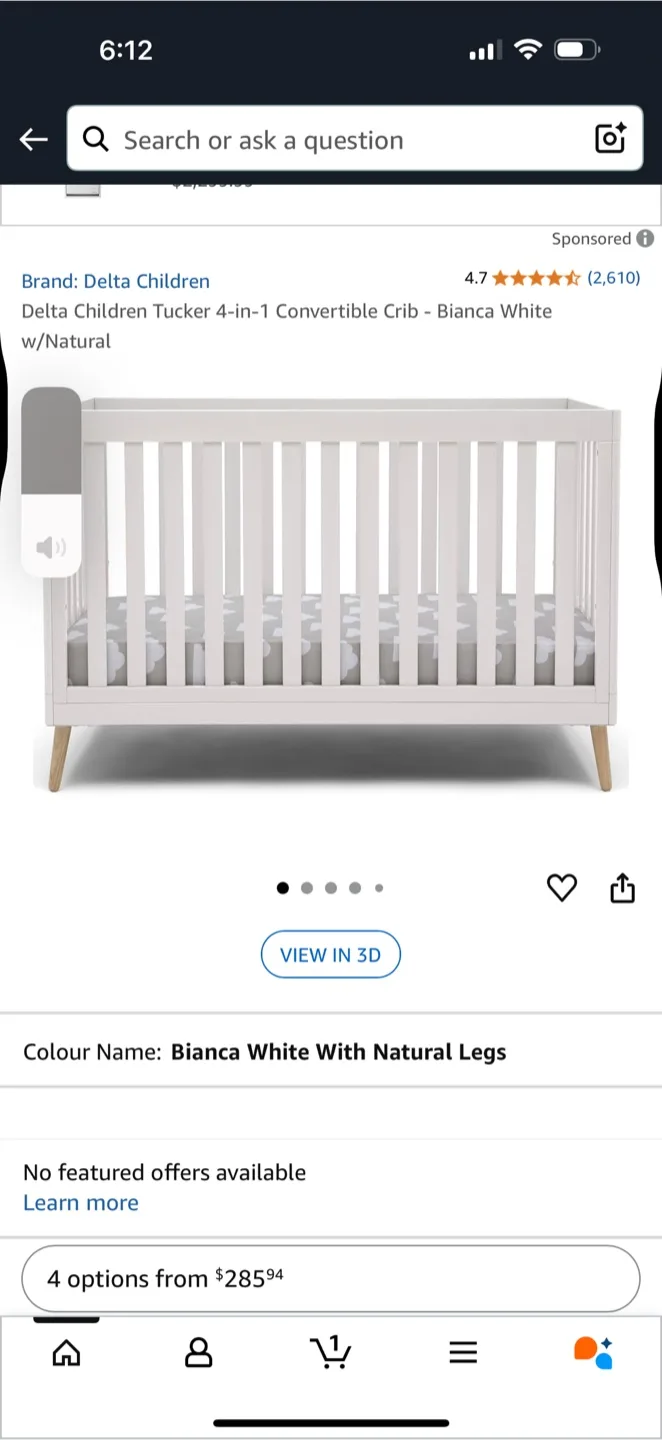 Delta Children Tucker 4-in-1 Convertible Crib - White image indicator(2)