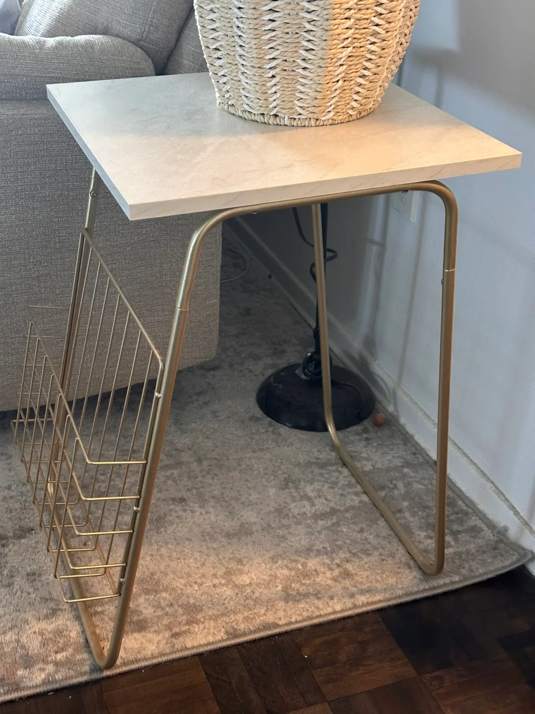 Side Table with Magazine Rack - Gold Accent thumbnail