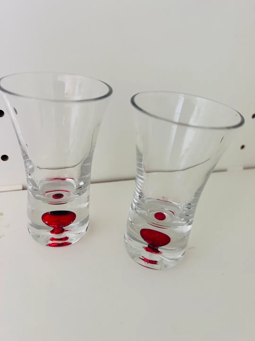 2 Shot liqueur Glasses with Red bubble inclusions thumbnail