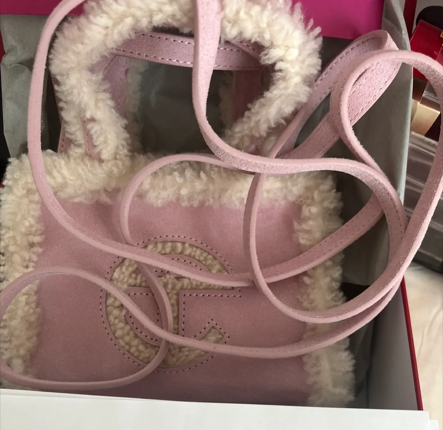 New**UGG Shearling Mini Tote Bag - Pink image indicator(2)