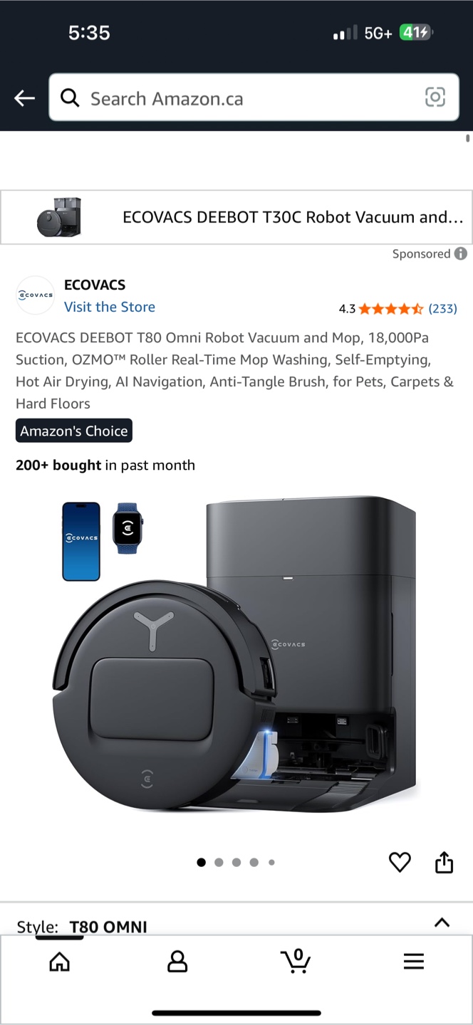 ECOVACS DEEBOT T80 OMNI Robot Vacuum - New!