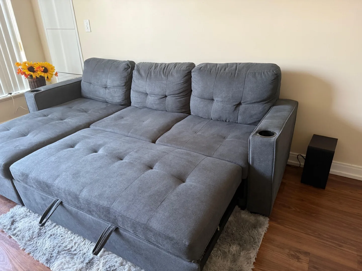 Grey Sectional Sofa bed with Storage thumbnail