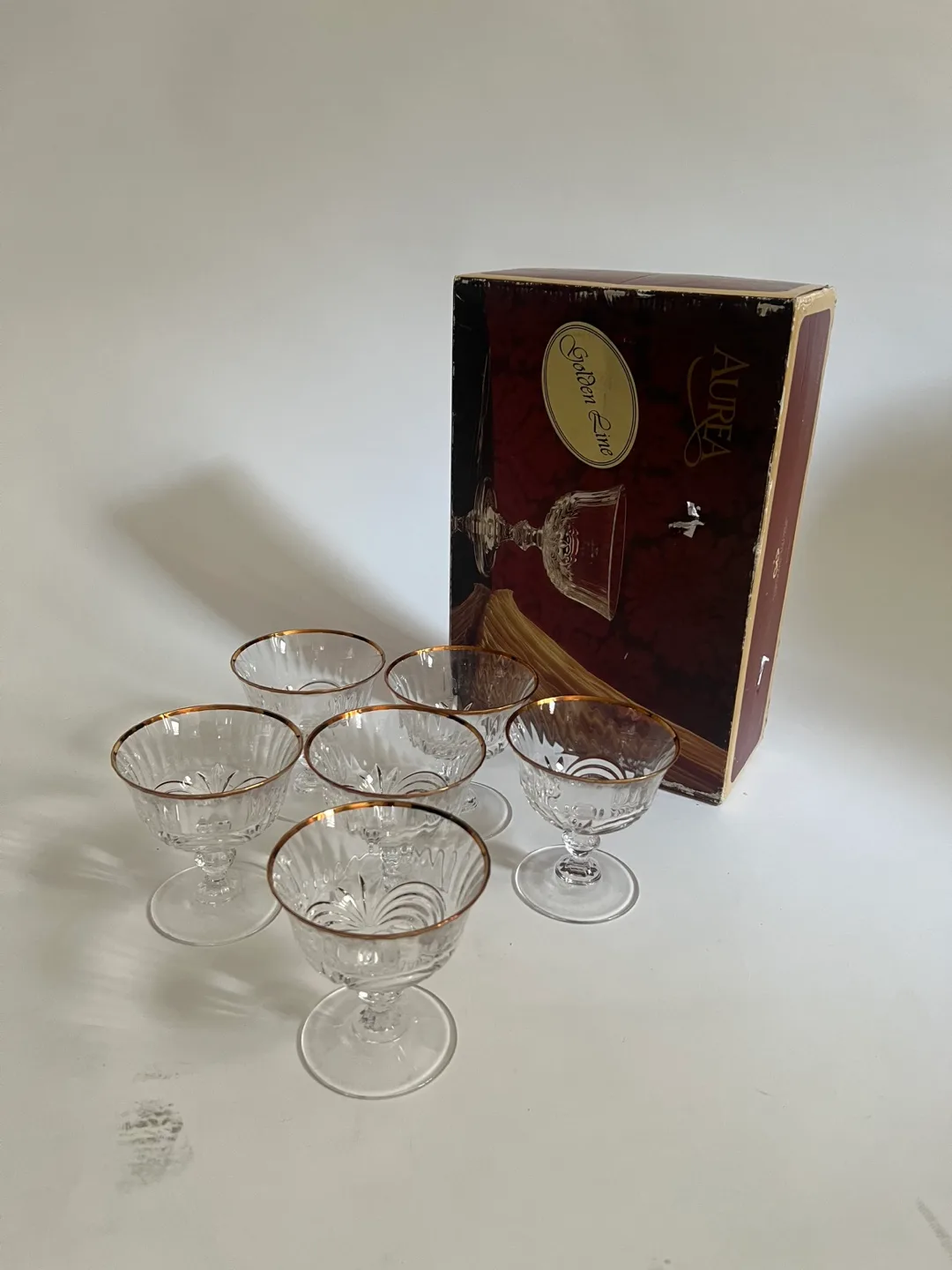 Aurea Golden Line RCR Crystal Cordial Glasses (6) thumbnail