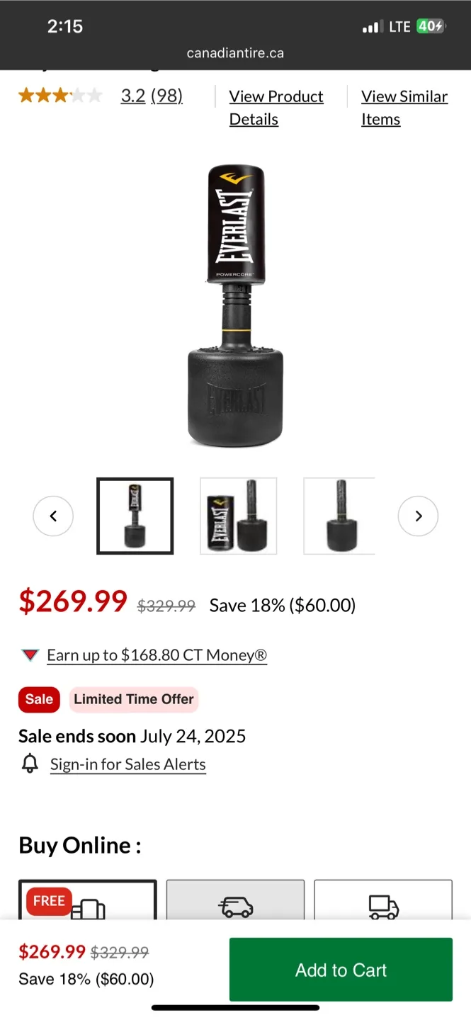 Everlast Powercore Freestanding Punching Bag