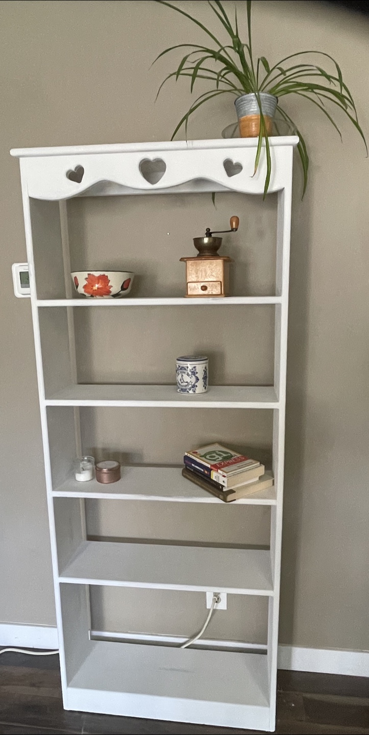 White Wooden Bookcase with Heart Details