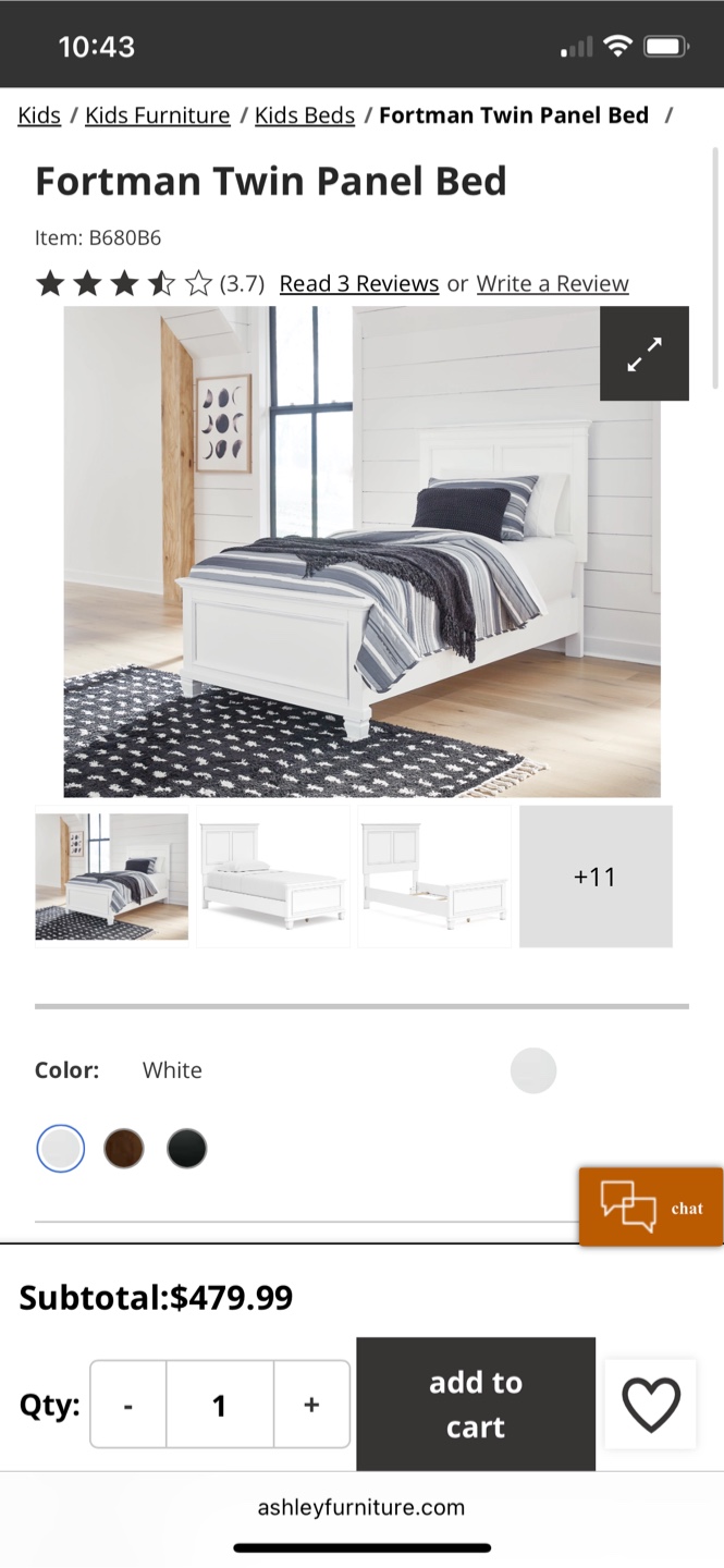 Ashley Furniture Fortman Twin Panel Bed - White