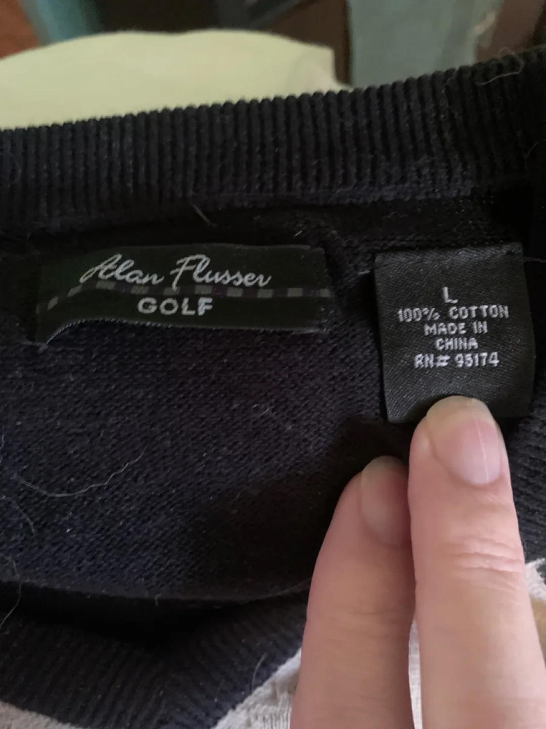 Alan Flusser Golf Argyle Sweater - Size L thumbnail