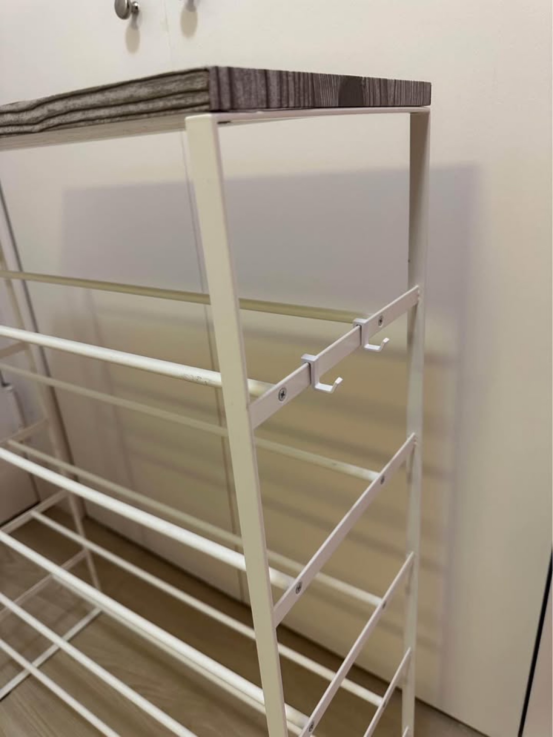 White metal and wood shoe rack / entry table - photo 2