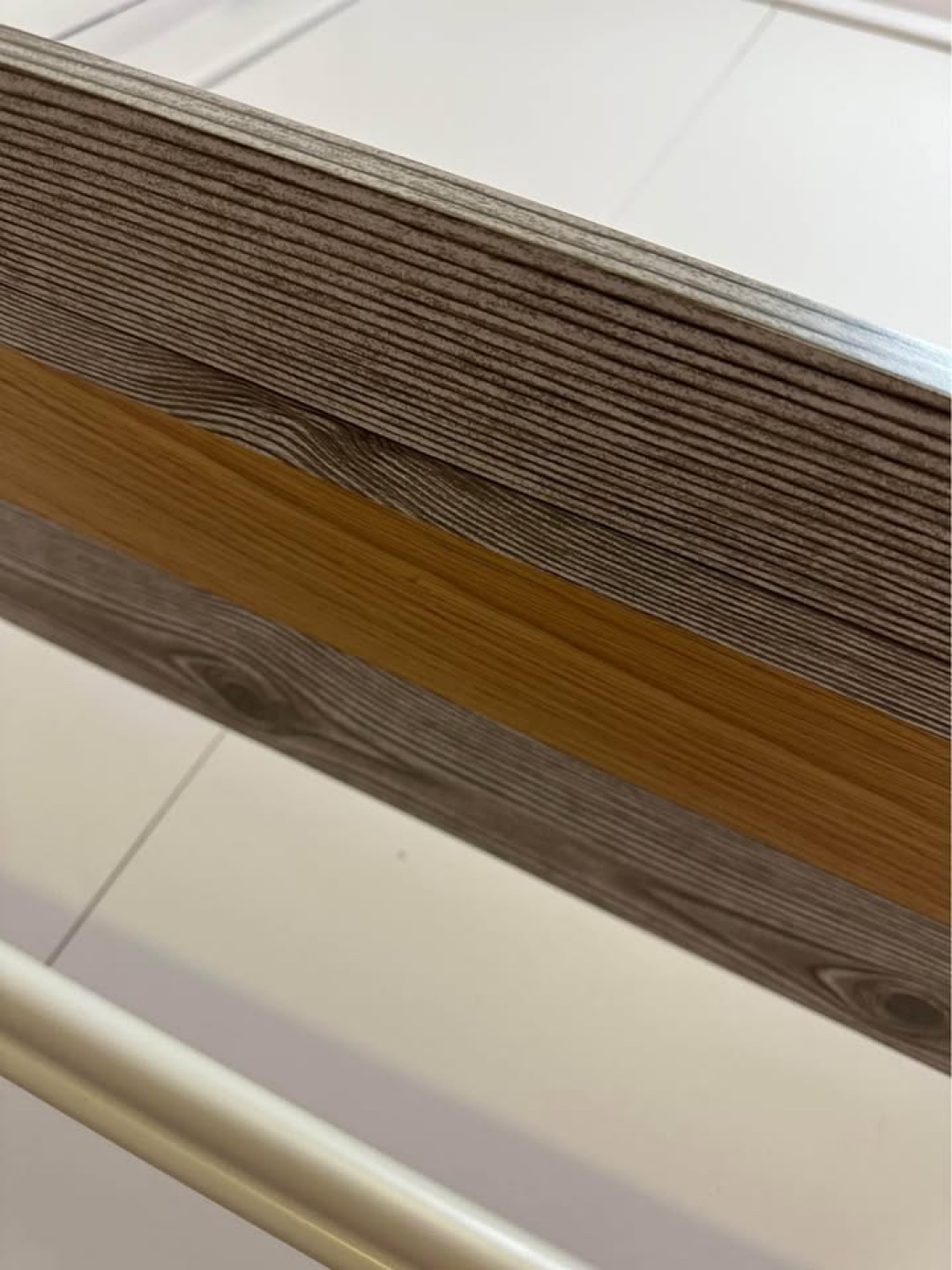 White metal and wood shoe rack / entry table - photo 4