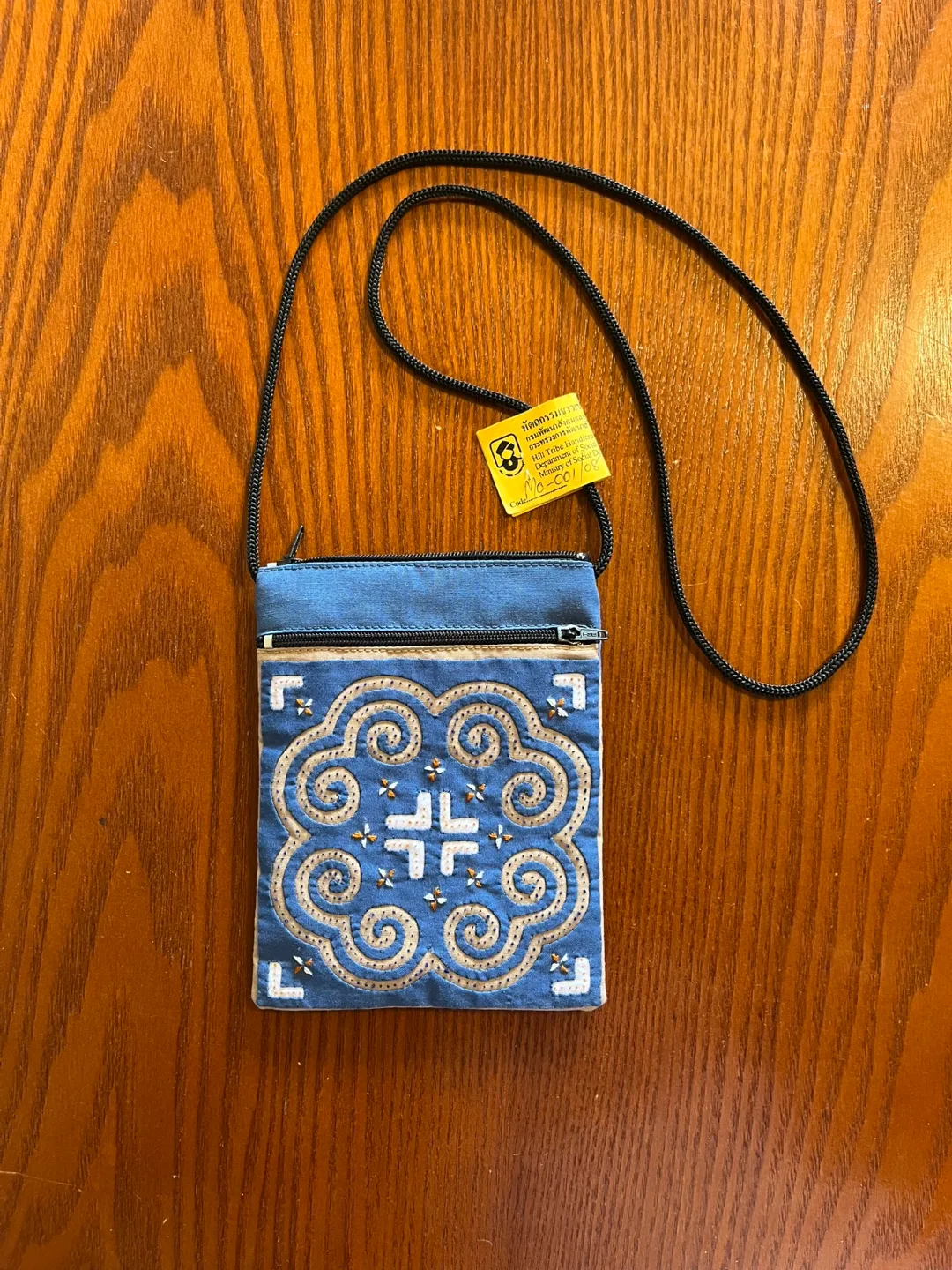 HILL TRIBE HANDICRAFT SMALL BLUE EMBROIDERED PURSE thumbnail