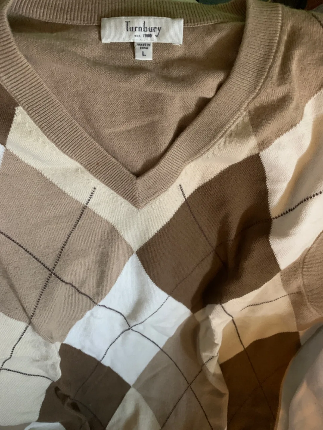 Turnbury Argyle Sweater - Size L thumbnail