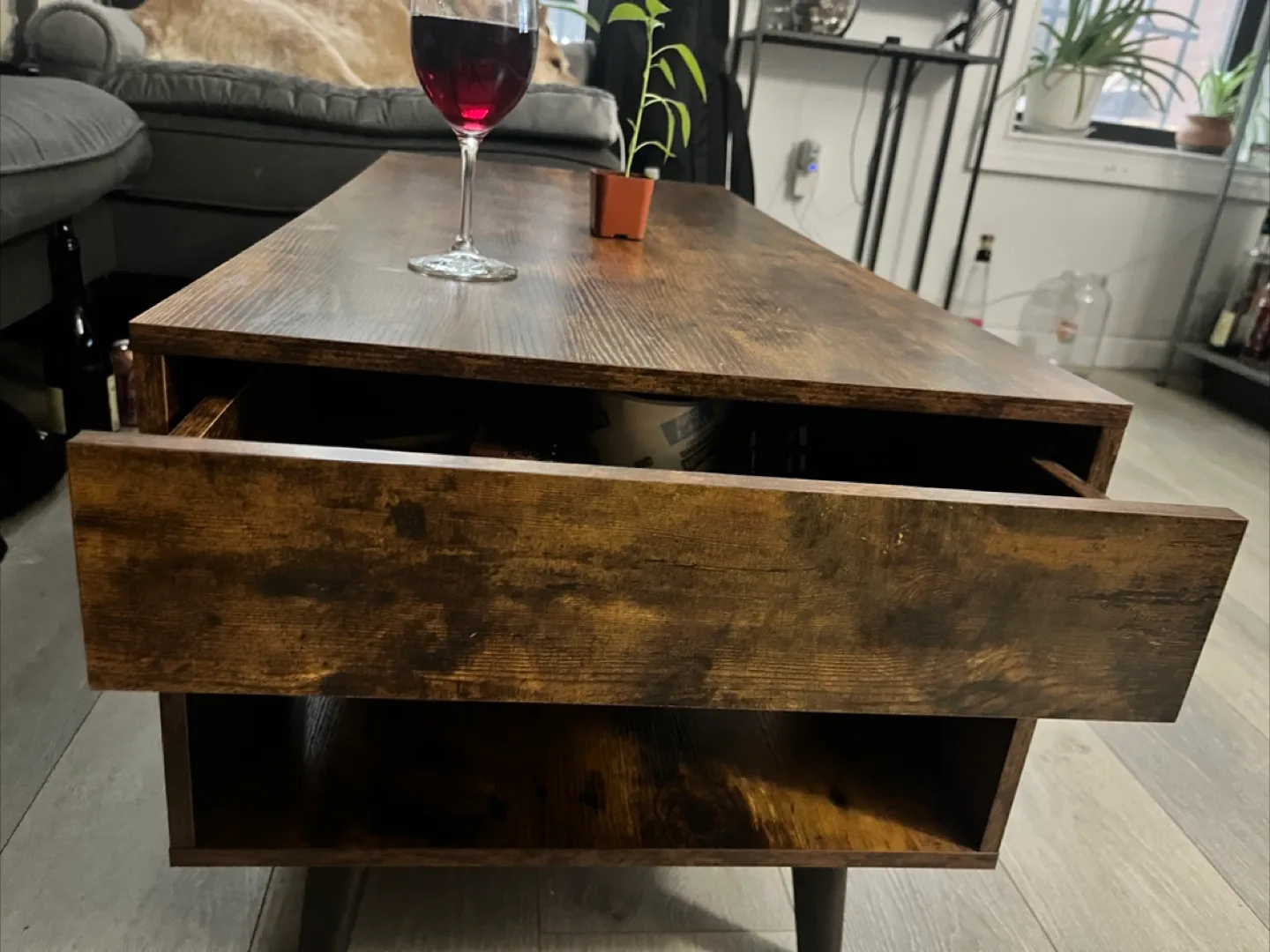 Brown Wooden Coffee Table with Storage thumbnail